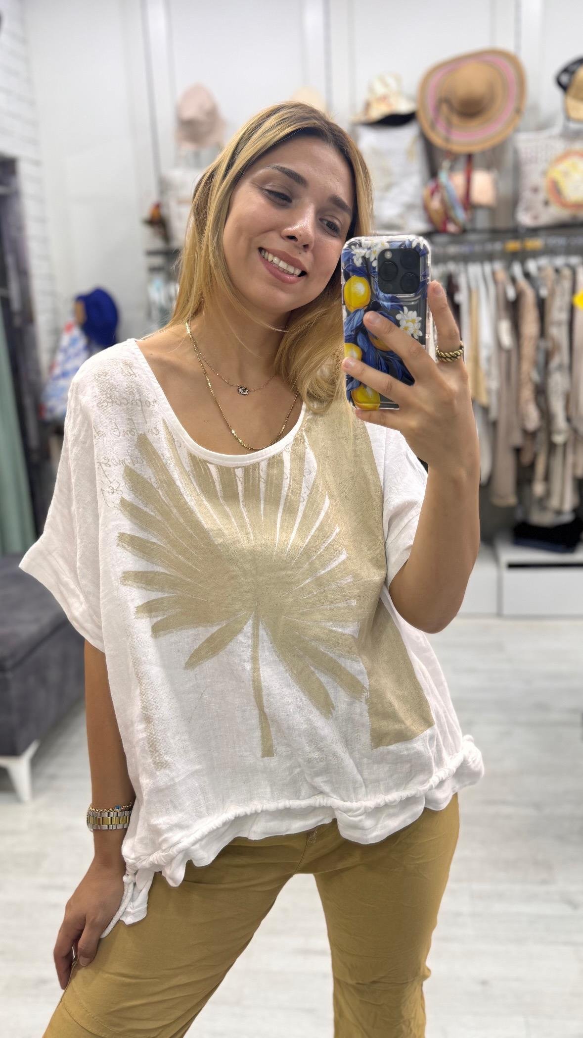 İthal Palmiye Desen Bluz 