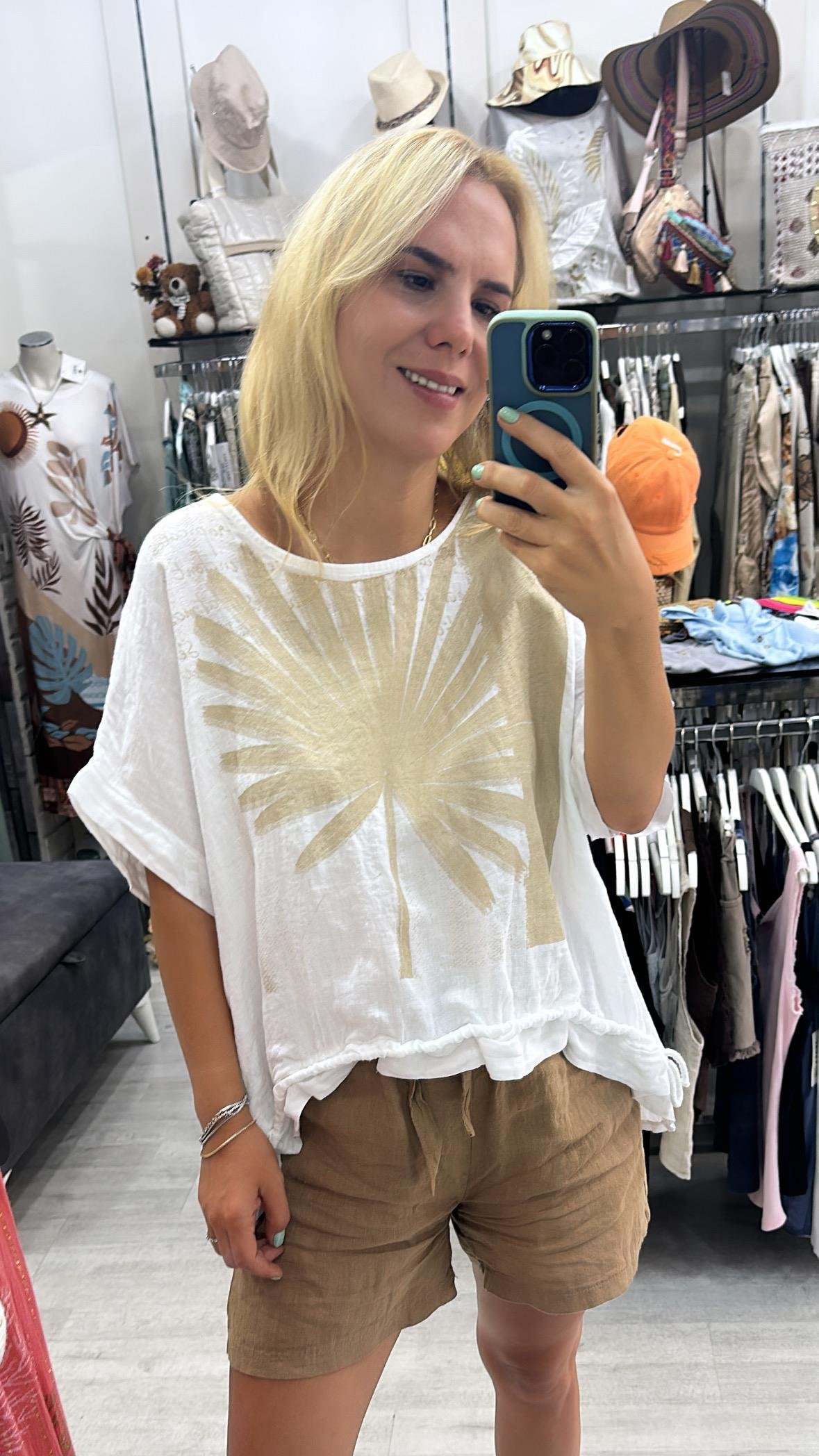İthal Palmiye Desen Bluz 