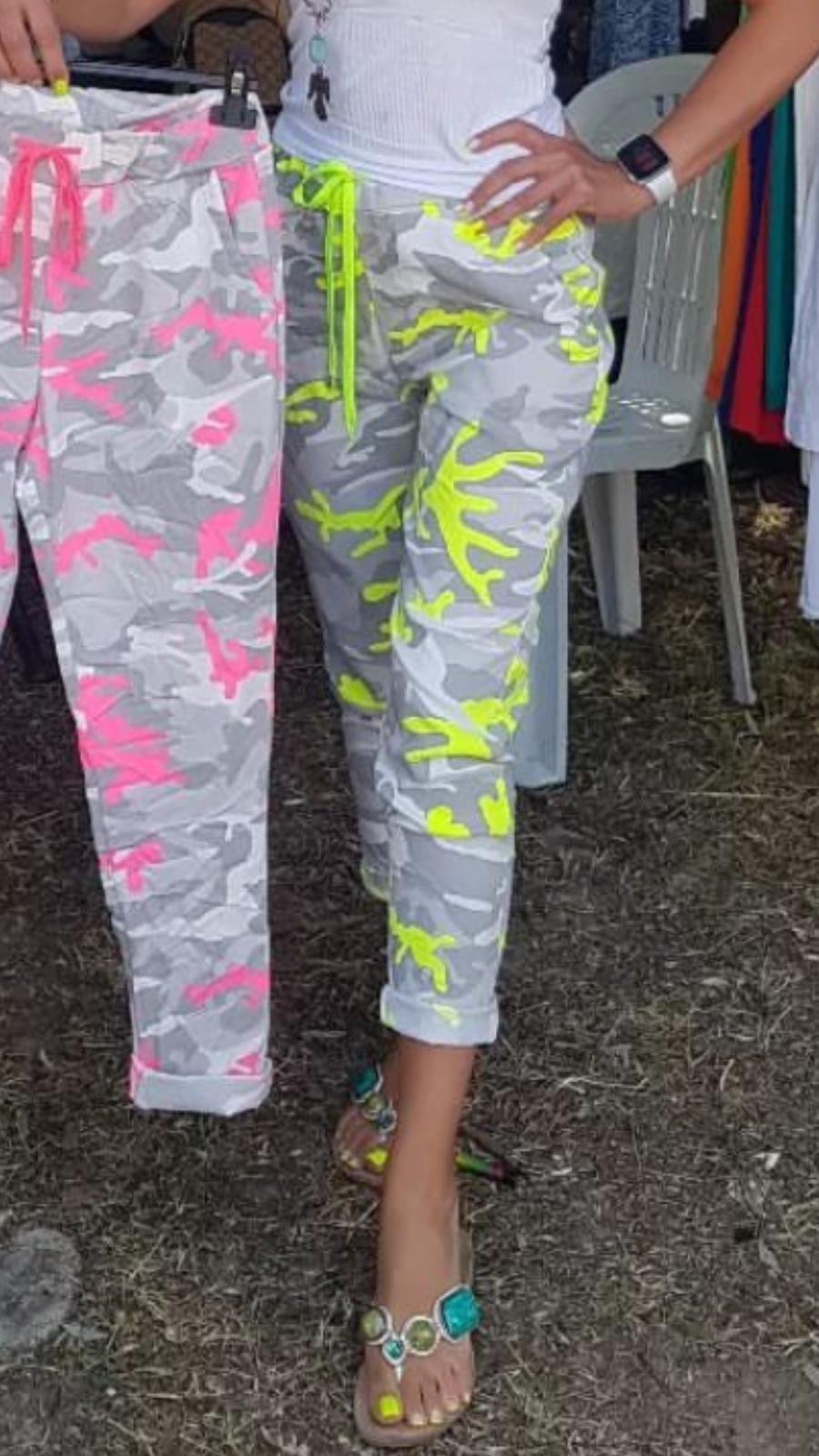 İthal Pantolon kamuflaj Neon