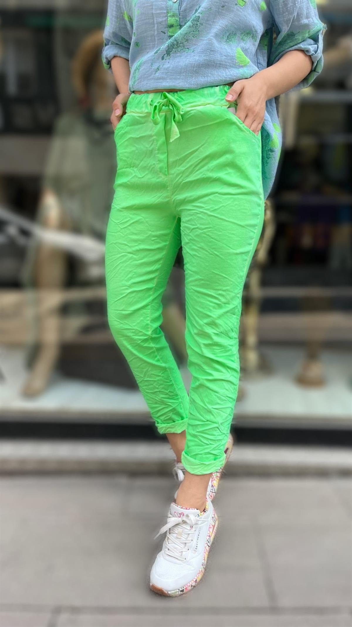 İthal Pantolon Neon Yeşil