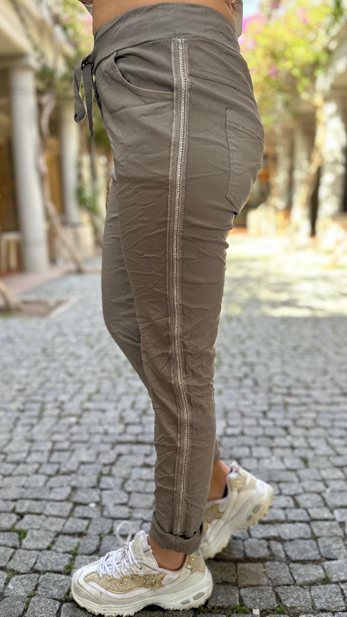 İthal Pantolon Yanı Taş Detay