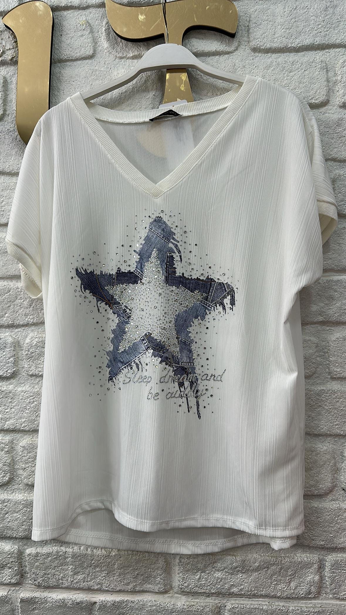 İthal Tek Yıldızlı Taşli Bluz  