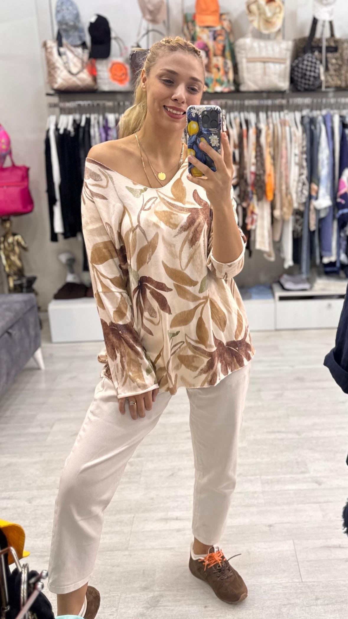 İthal Yaprak Desen Bluz