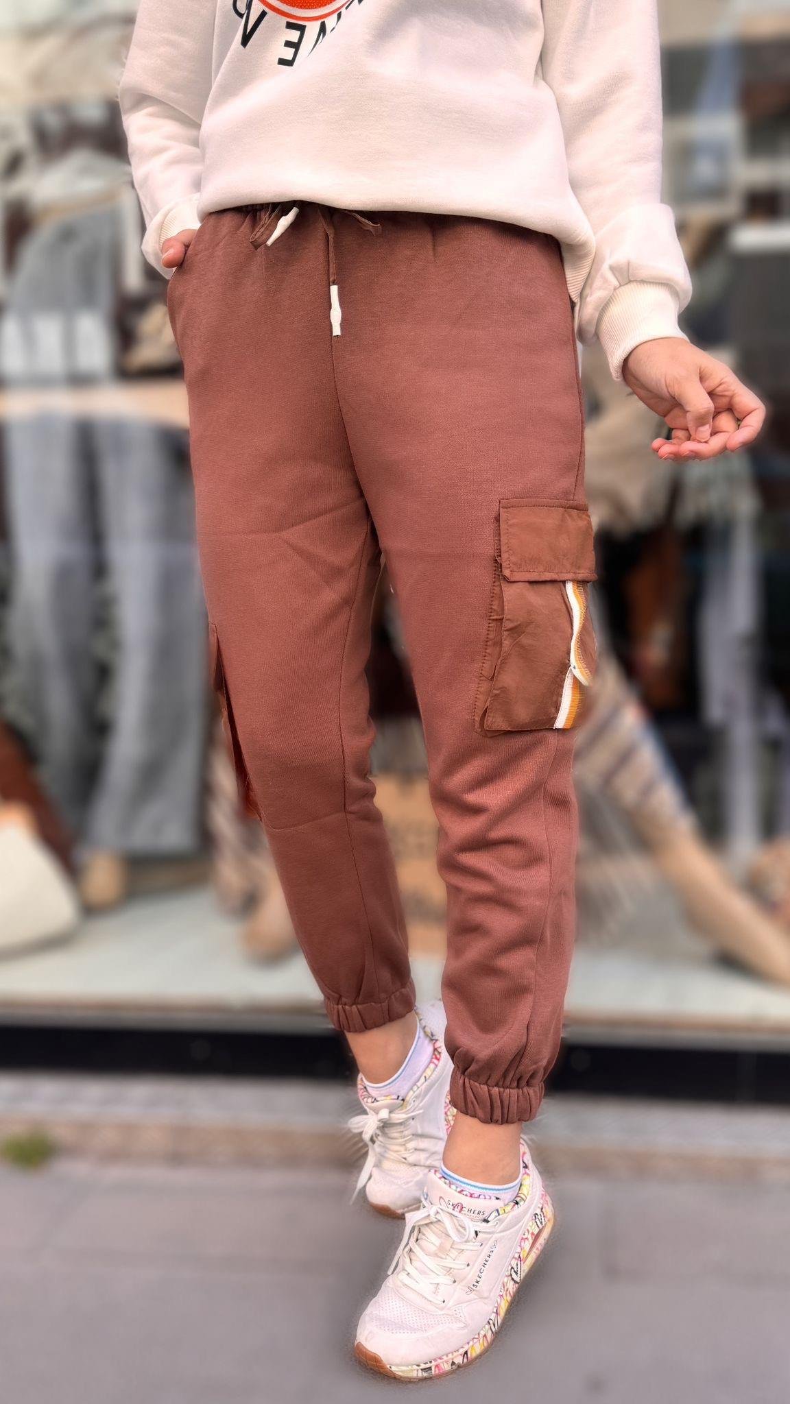 Kahve Yanı Cepli Eşofman