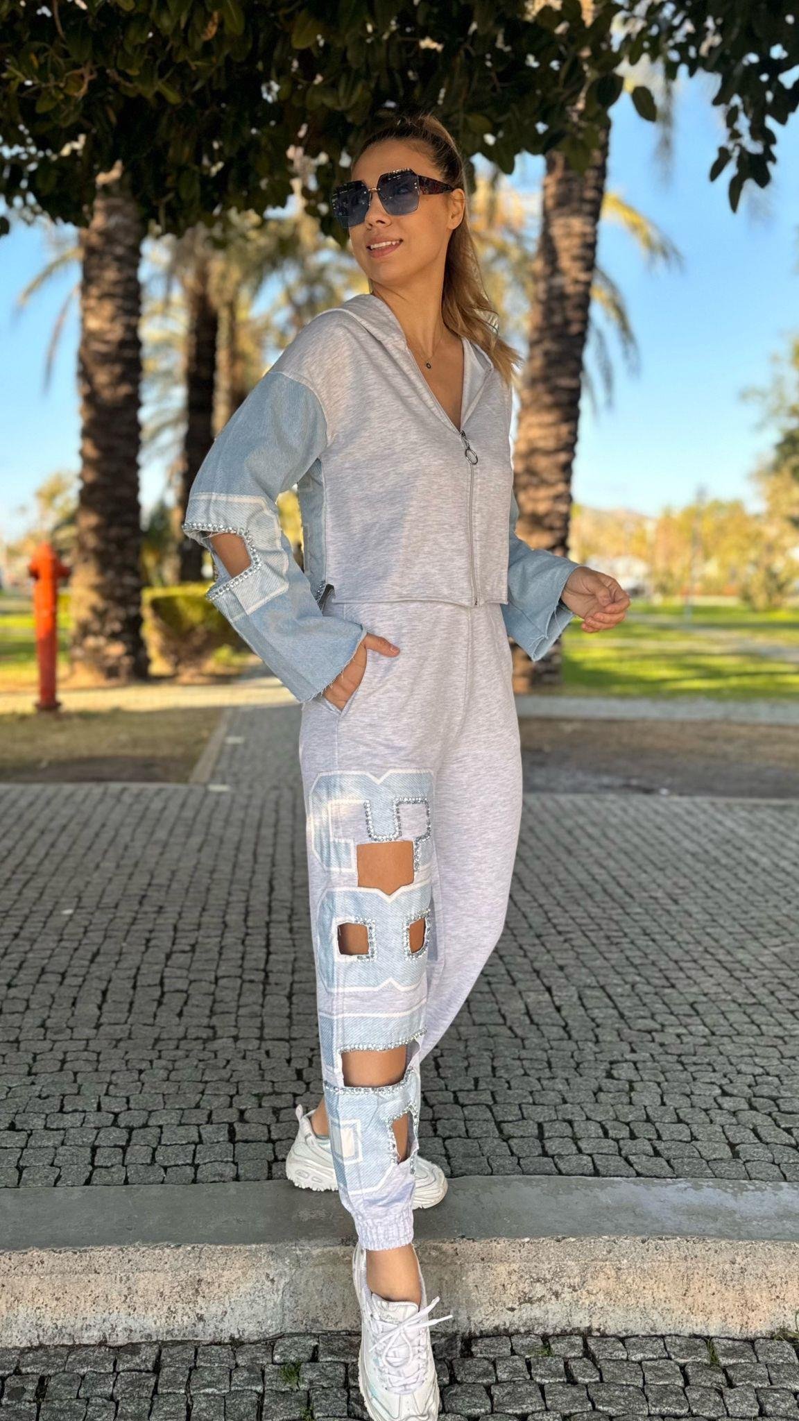 Kot Detay Fermuarlı Sweatshirt