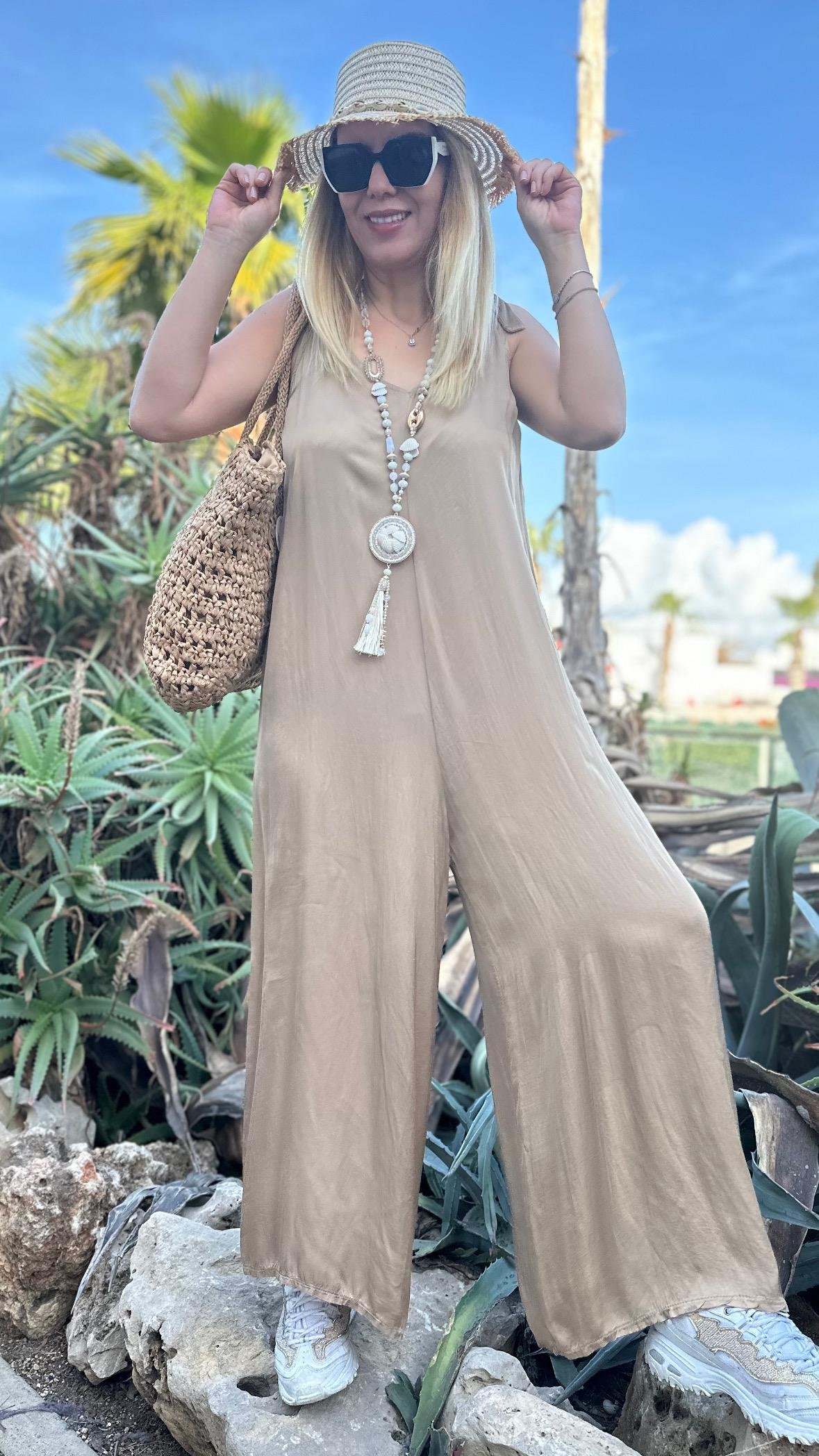 Krem İthal İpek Tulum