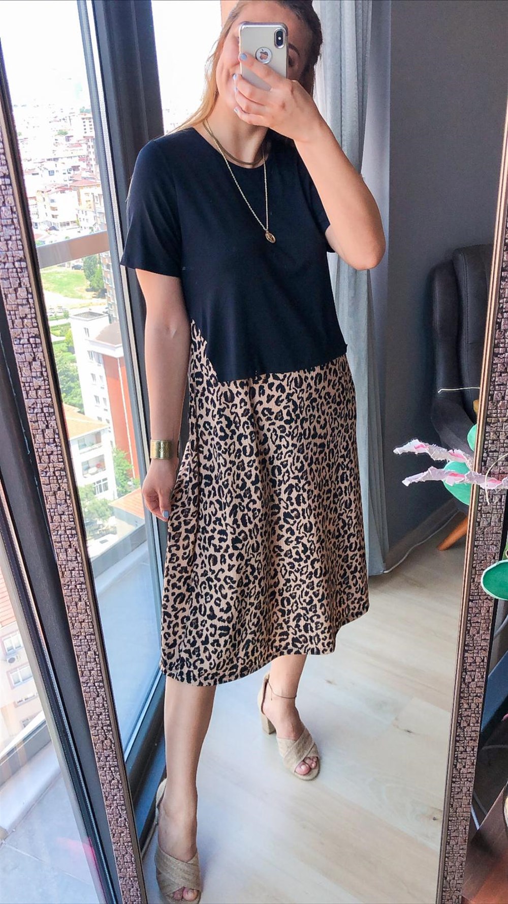 Leopar Desenli Elbise