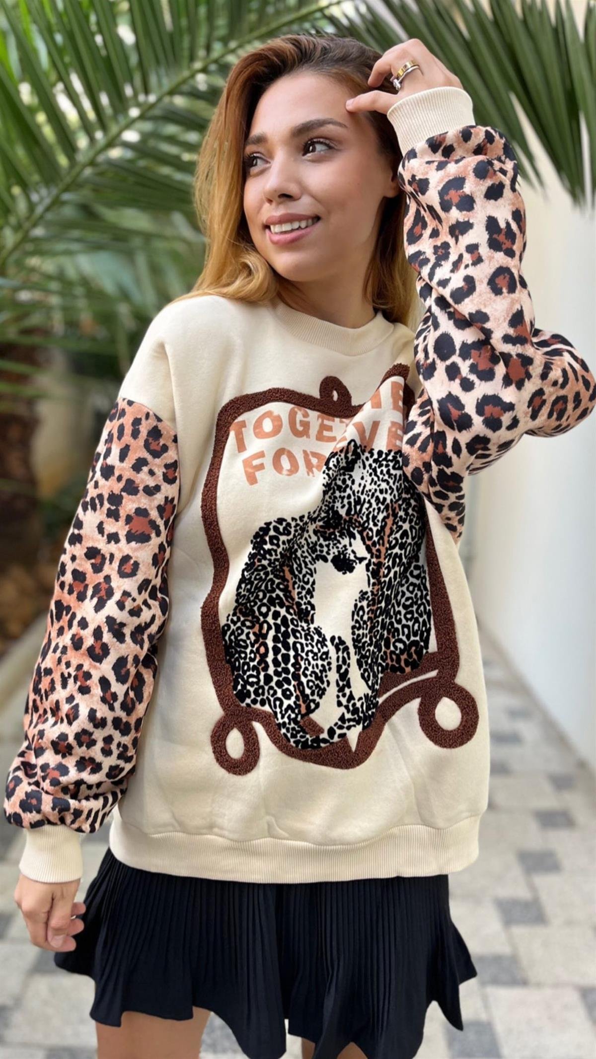 Leoparlı Sweatshirt