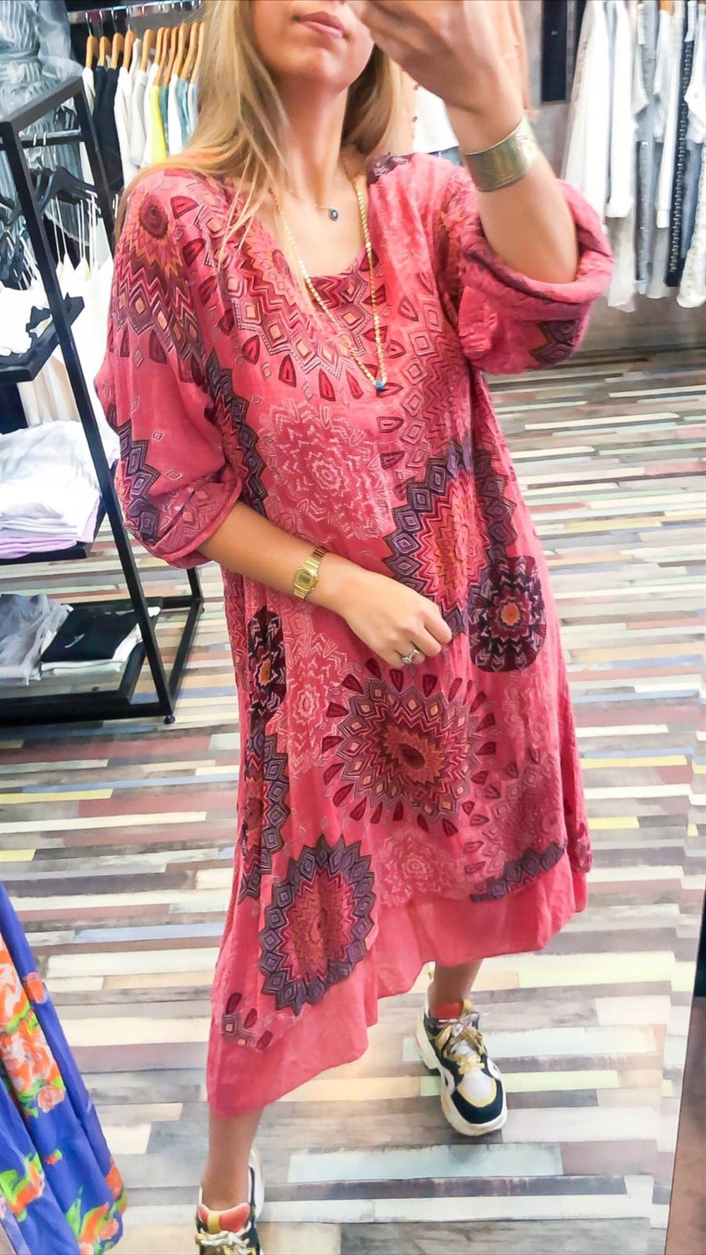 Mandala Desen Çift Kat Elbise