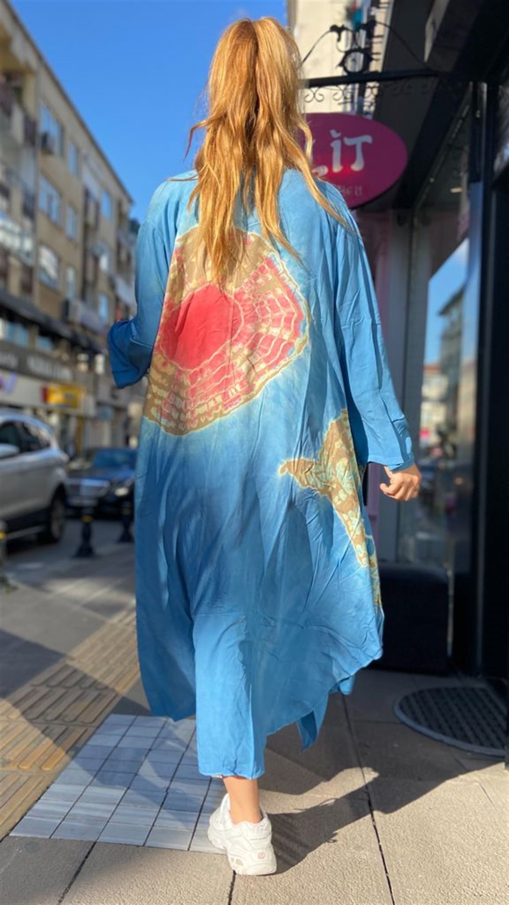 Renkli Asimetrik Kimono