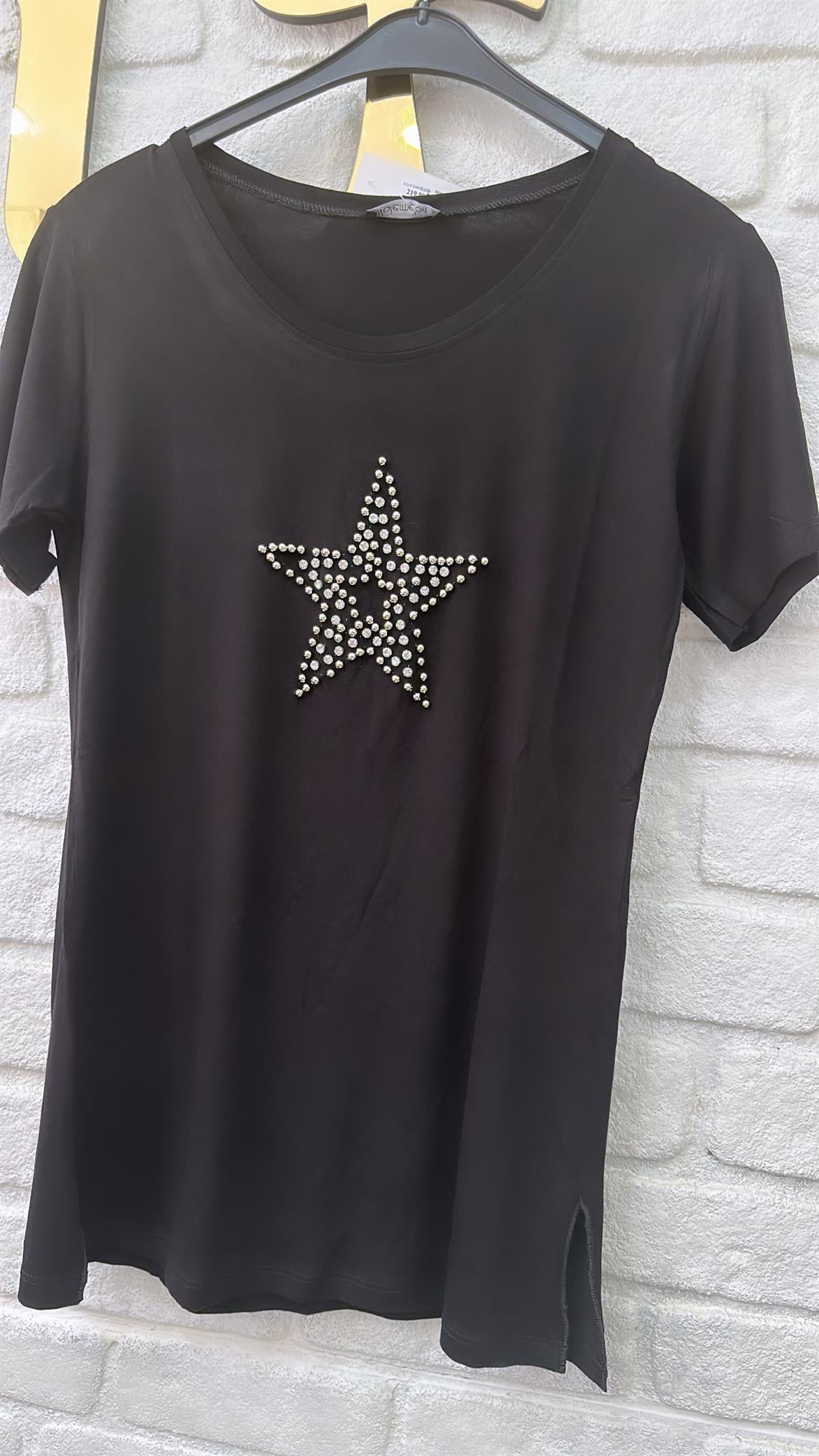 Siyah Taşli Tshirt