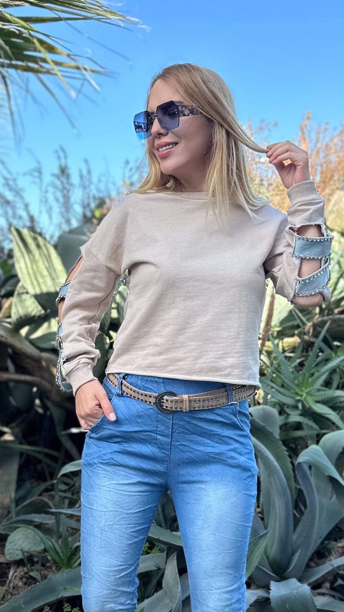 Tasarım Kol Detay Sweatshirt