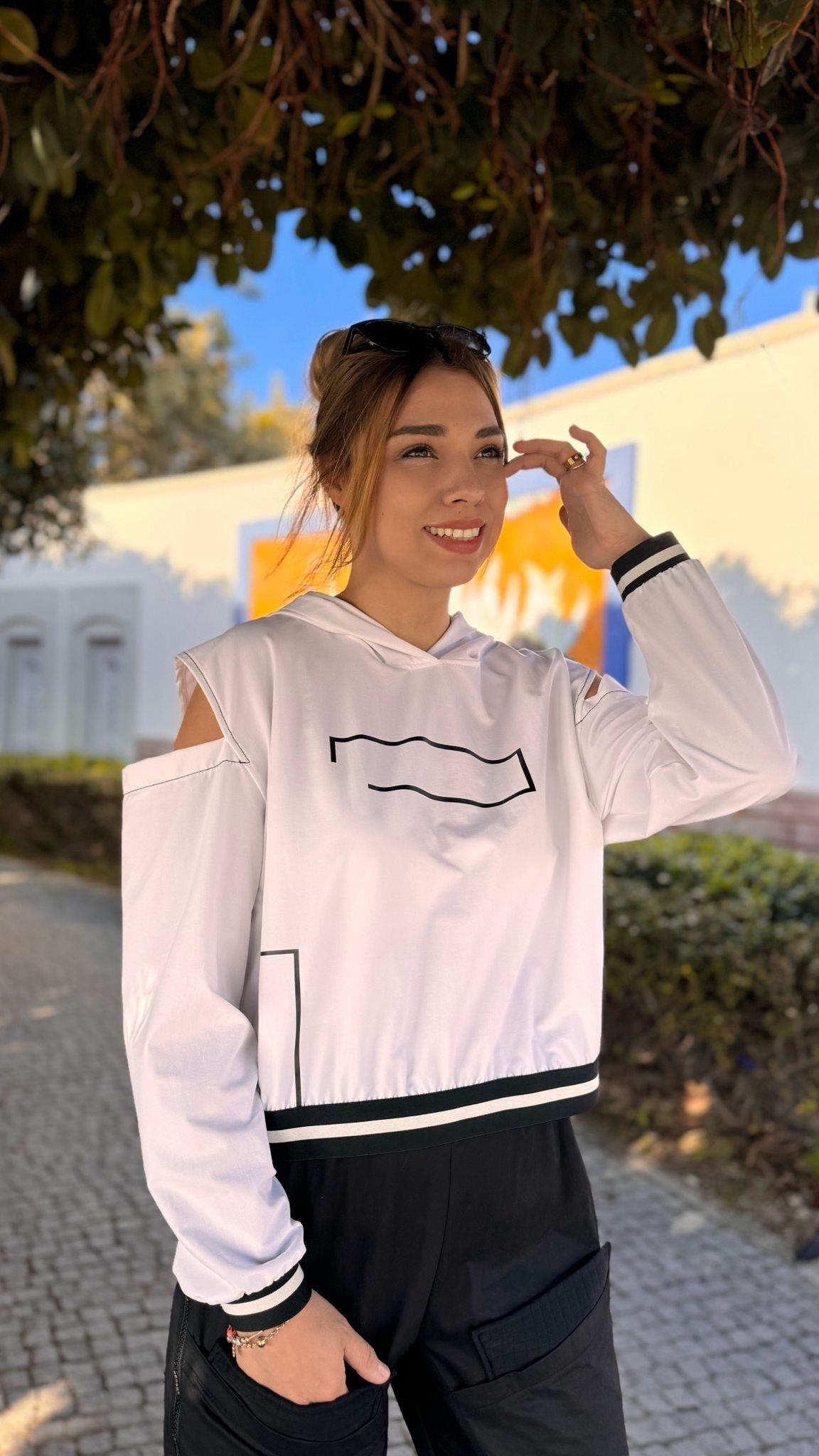 Tasarım Sweatshirt Siyah Beyaz 