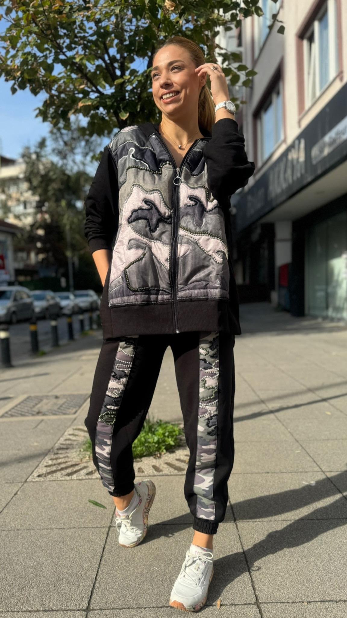 Tasarım Taşli Eşofman Üst