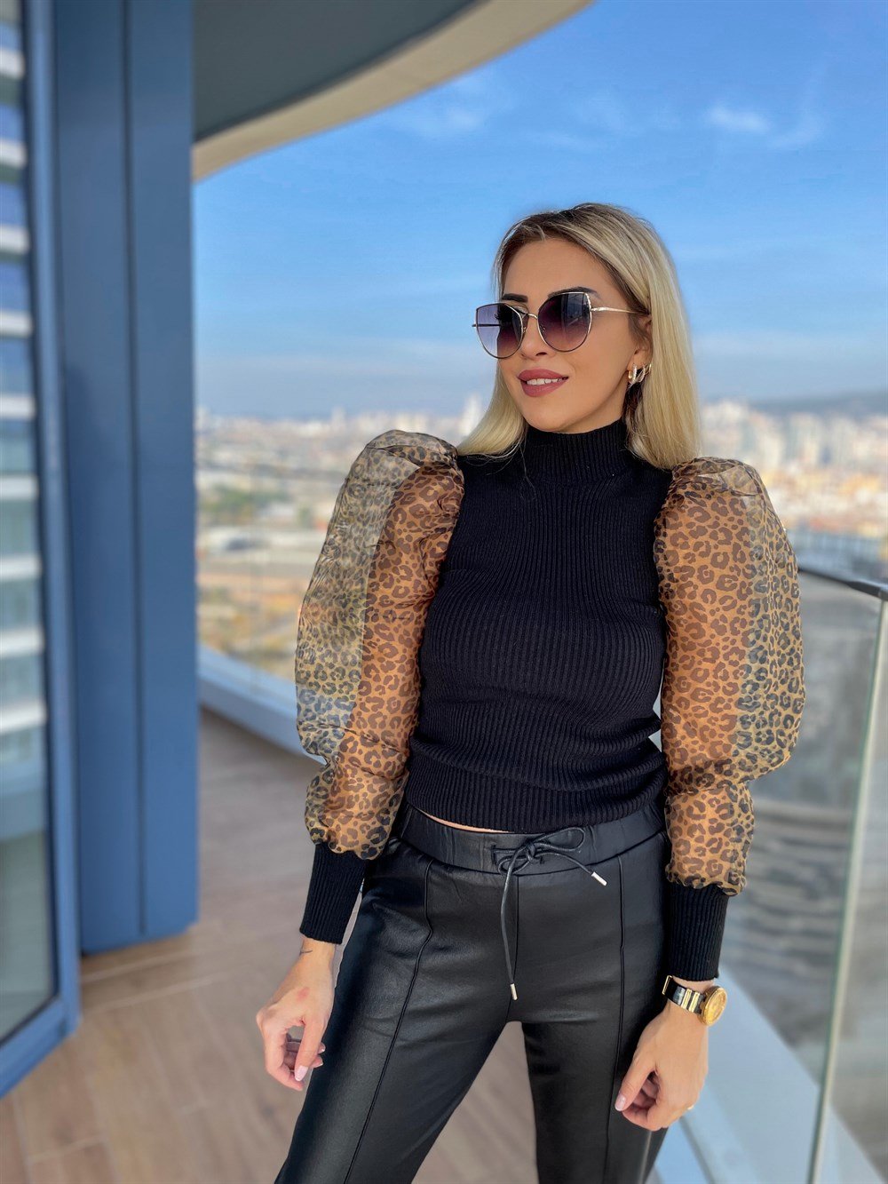 Triko Leoparlı bluz