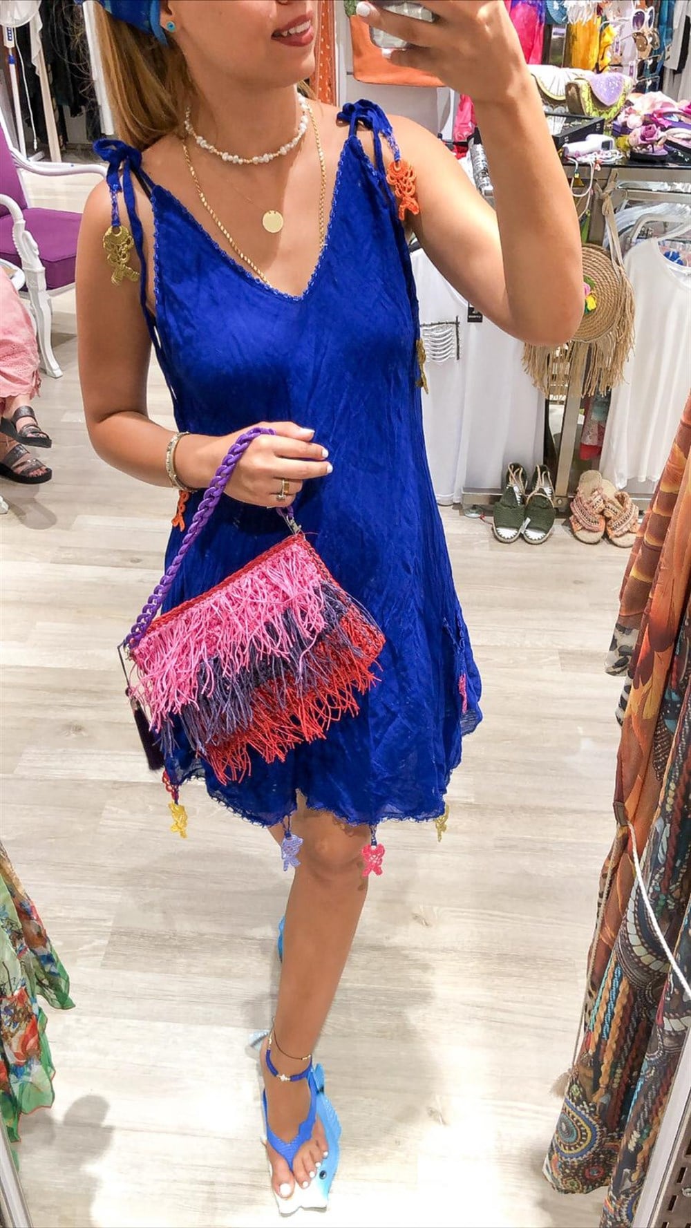Tülbent Oyalı Mini Elbise