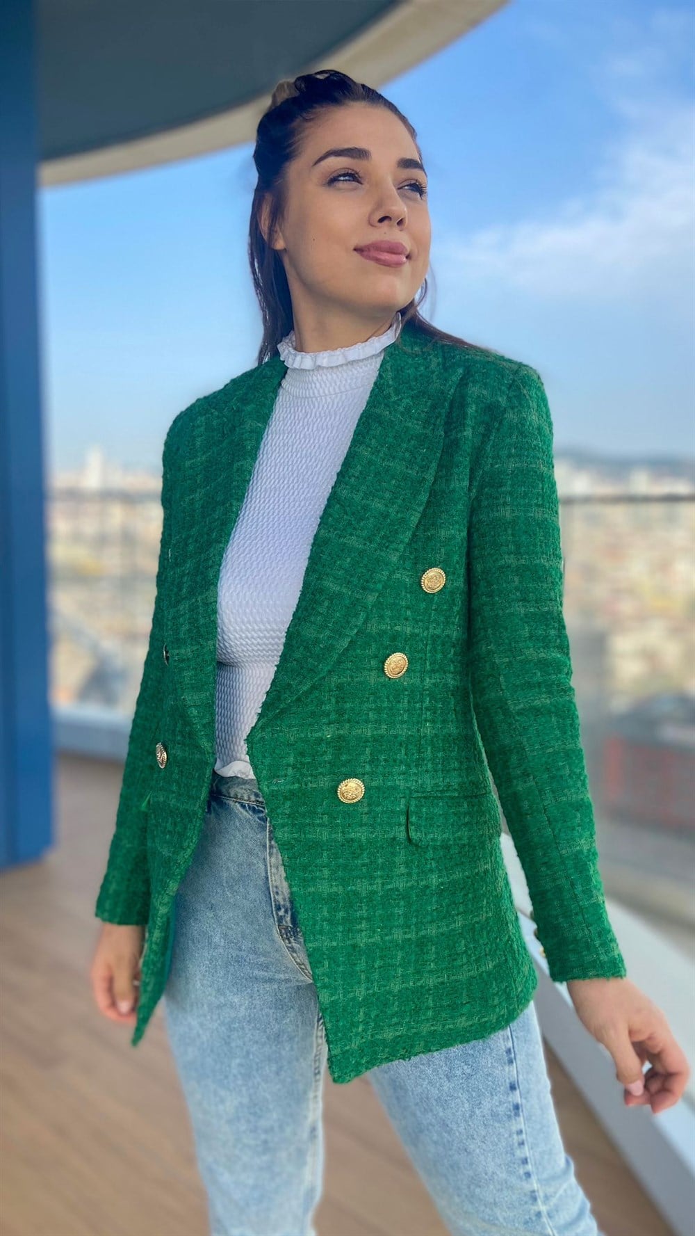 Yeşil Düğmeli Ceket 