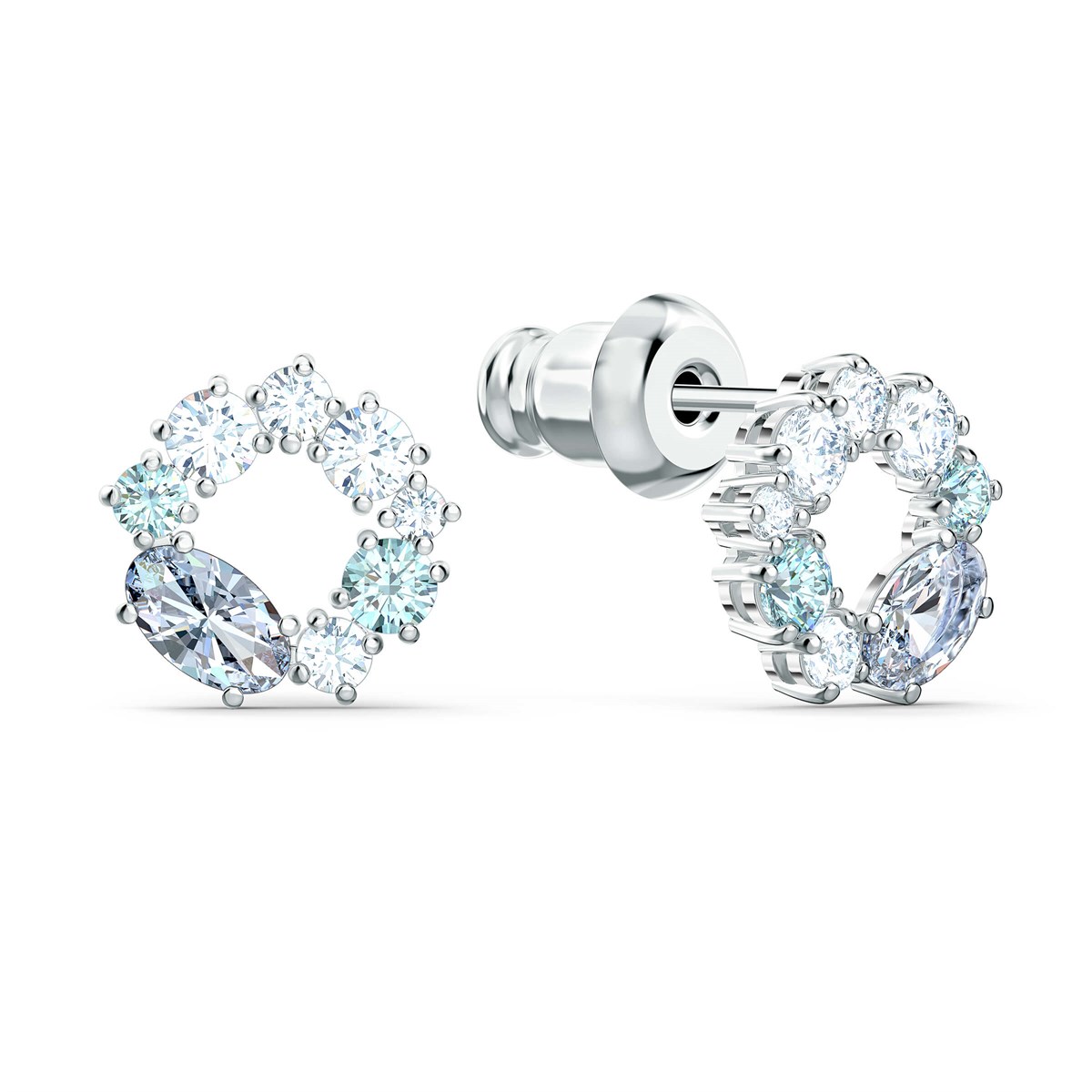 ATTRACT: KÜPE STUD CIRCLE RENKLİ, RODYUM KAPLAMA