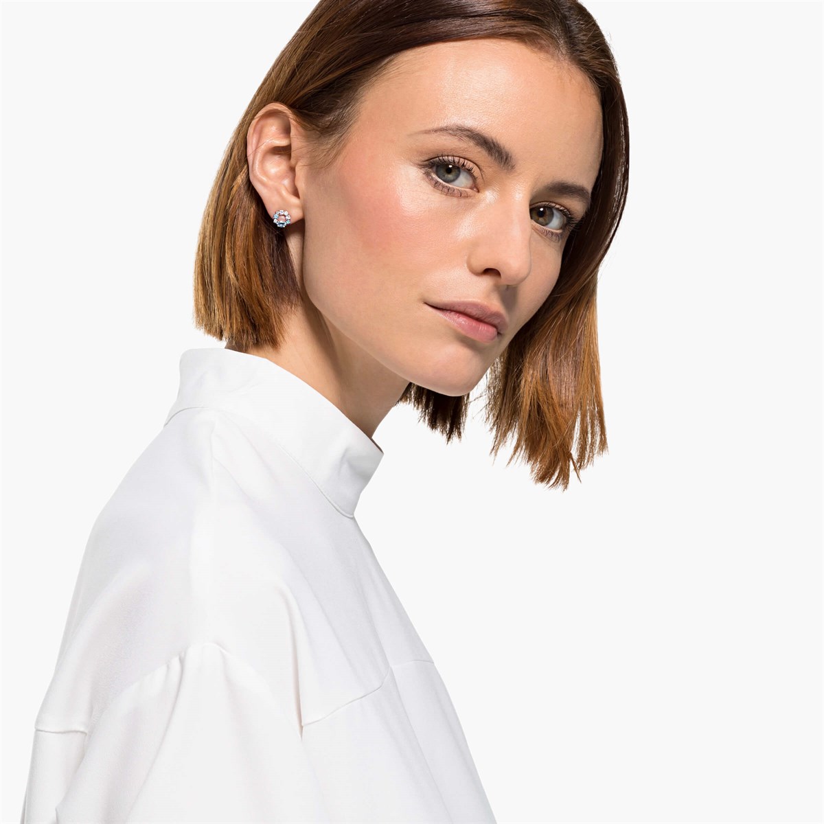 ATTRACT: KÜPE STUD CIRCLE RENKLİ, RODYUM KAPLAMA