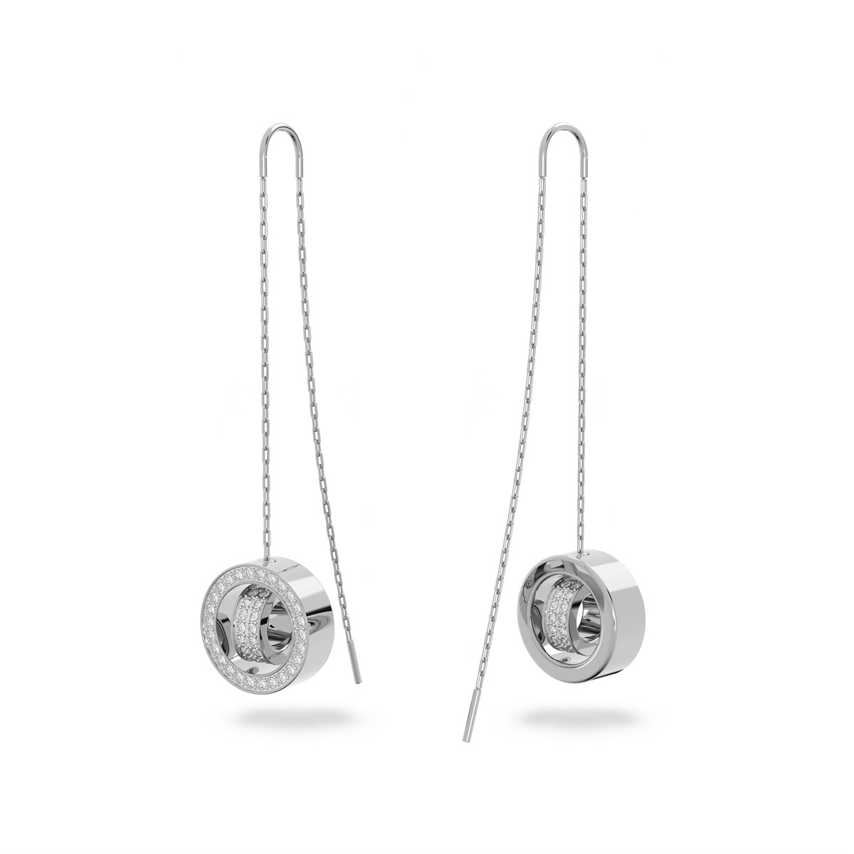 Hollow Chain Küpe Sallantılı Beyaz Rodyum Kaplama