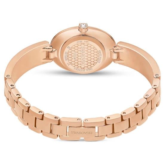 Markasız#N/ACrystal Rock Oval Saat İsviçre Üretimi, Metal bileklik, Kırmızı, Pembe altın rengi yüzey