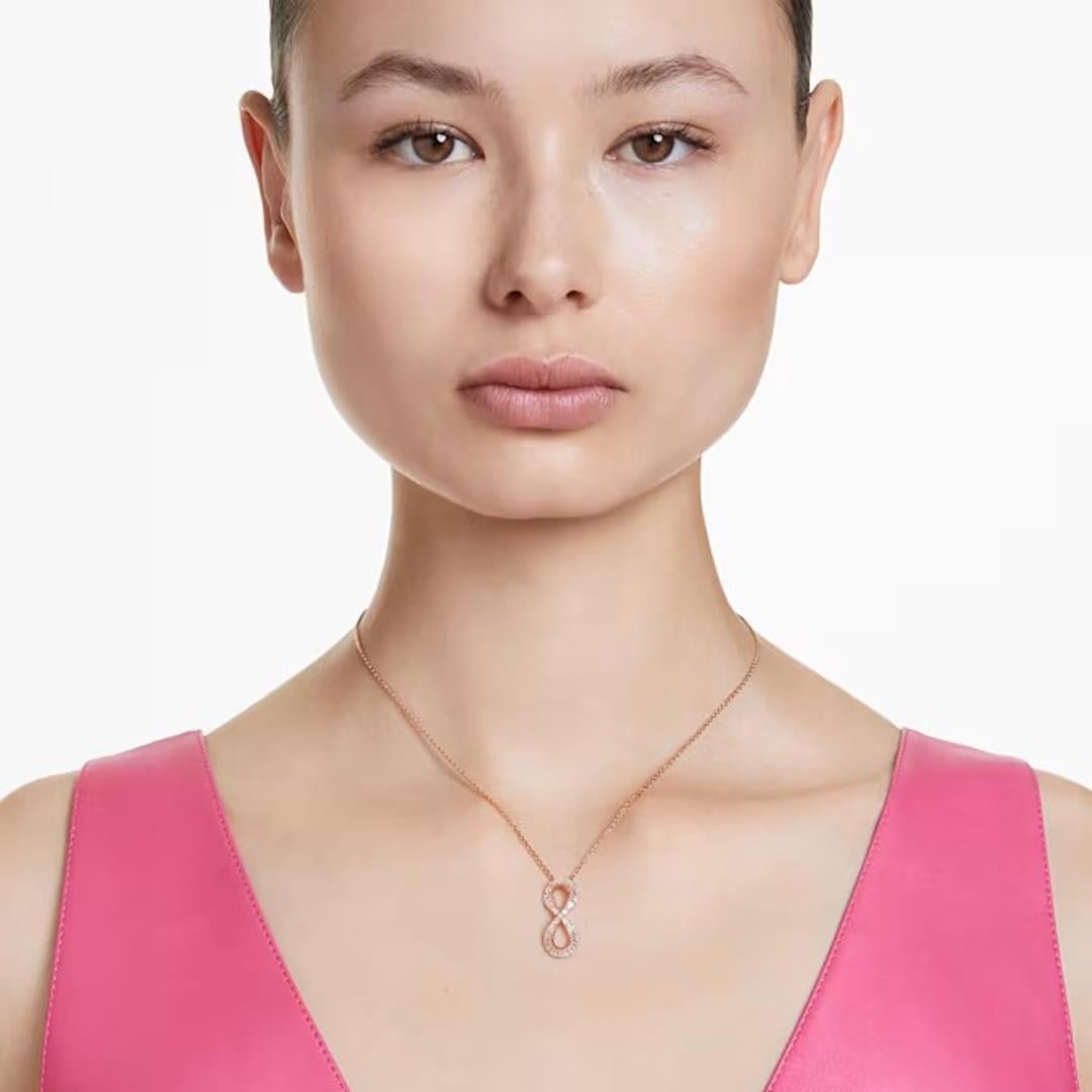 MarkasızSwarovski Hyperboala Sonsuzluk Taşlı Rose Kadın Kolye