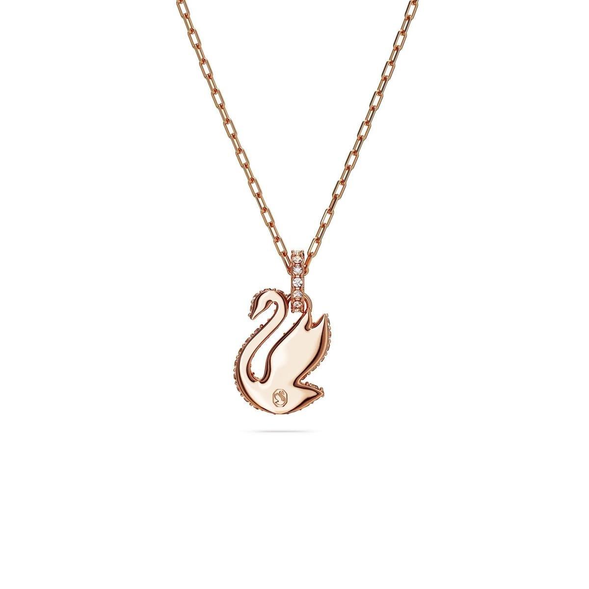 MarkasızSwarovski Iconic Swan Beyaz Kuğu Pembe Altın Kaplama Kadın Kolye