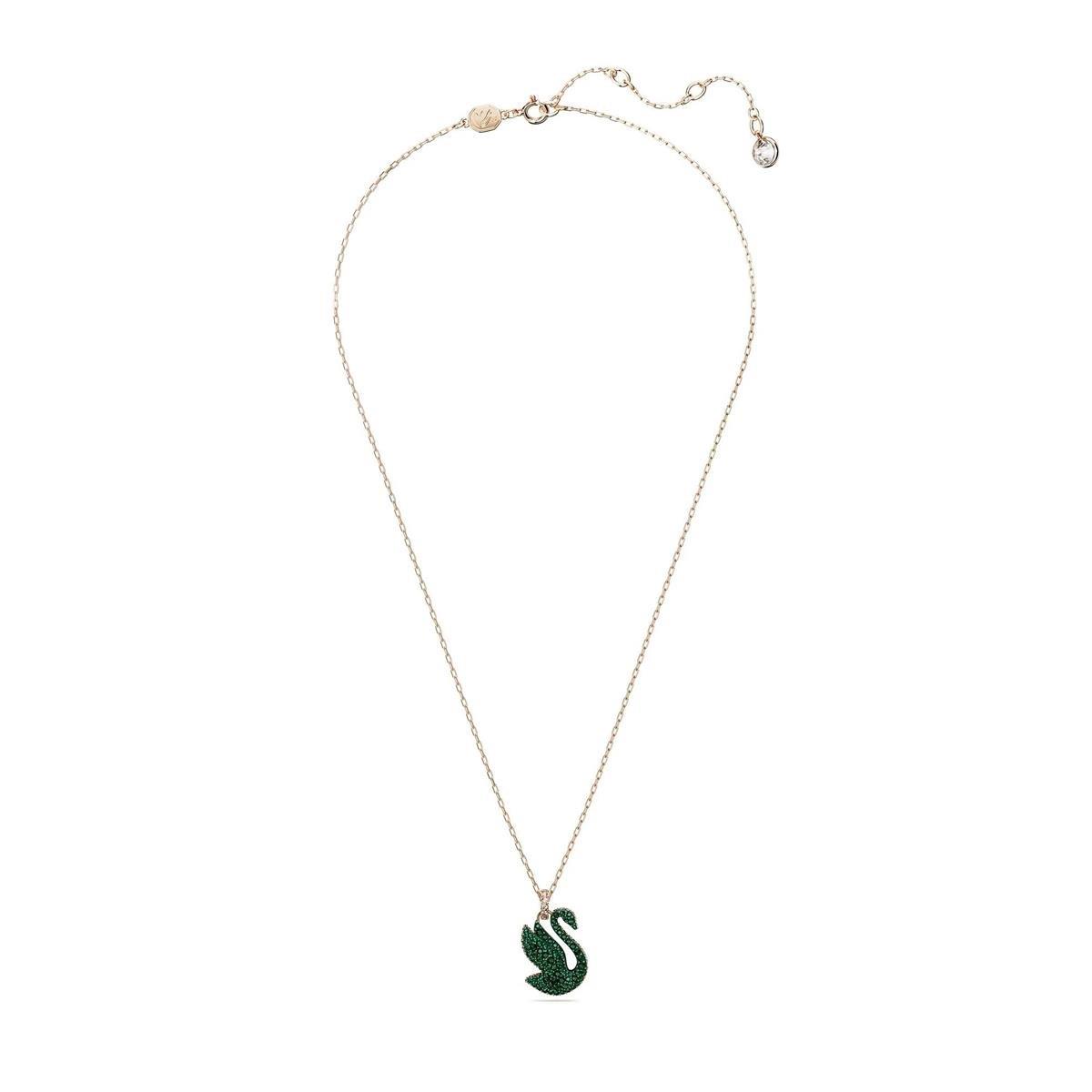 MarkasızSwarovski Iconic Swan Yeşil Kadın Kuğu Kolye