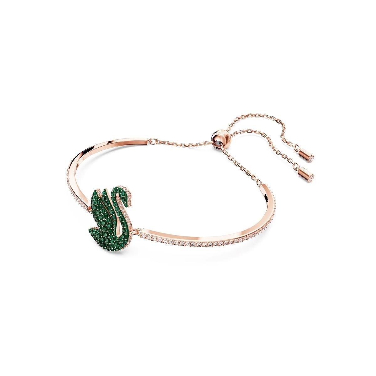 MarkasızSwarovski Iconic Swan Yeşil Kuğu Kadın Bileklik
