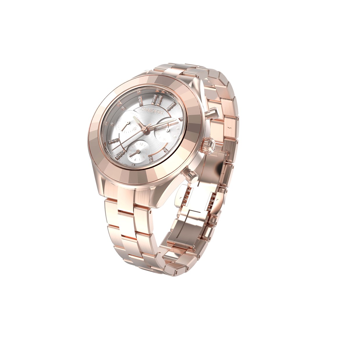 Octea Lux Sport Saat Metal Bileklik Pembe Altın Rengi PVD Kaplama