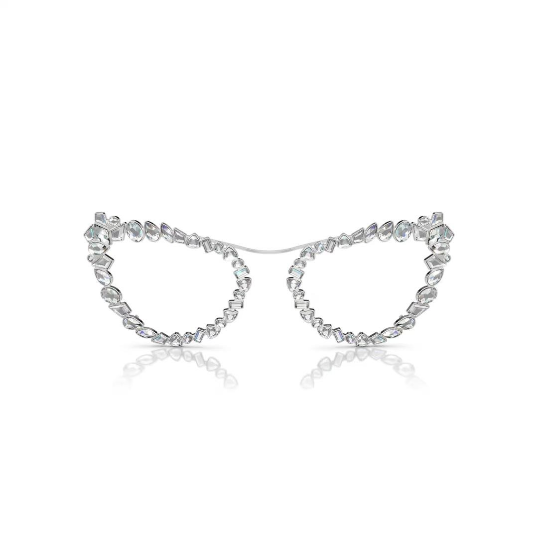 Swarovski2'si 1 arada klipsli güneş gözlüğü Çarpıcı, Kedi gözü modeli, SK7011, Beyaz