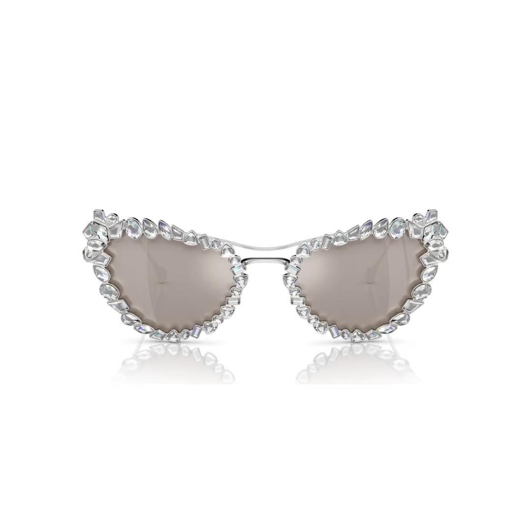 Swarovski2'si 1 arada klipsli güneş gözlüğü Çarpıcı, Kedi gözü modeli, SK7011, Beyaz