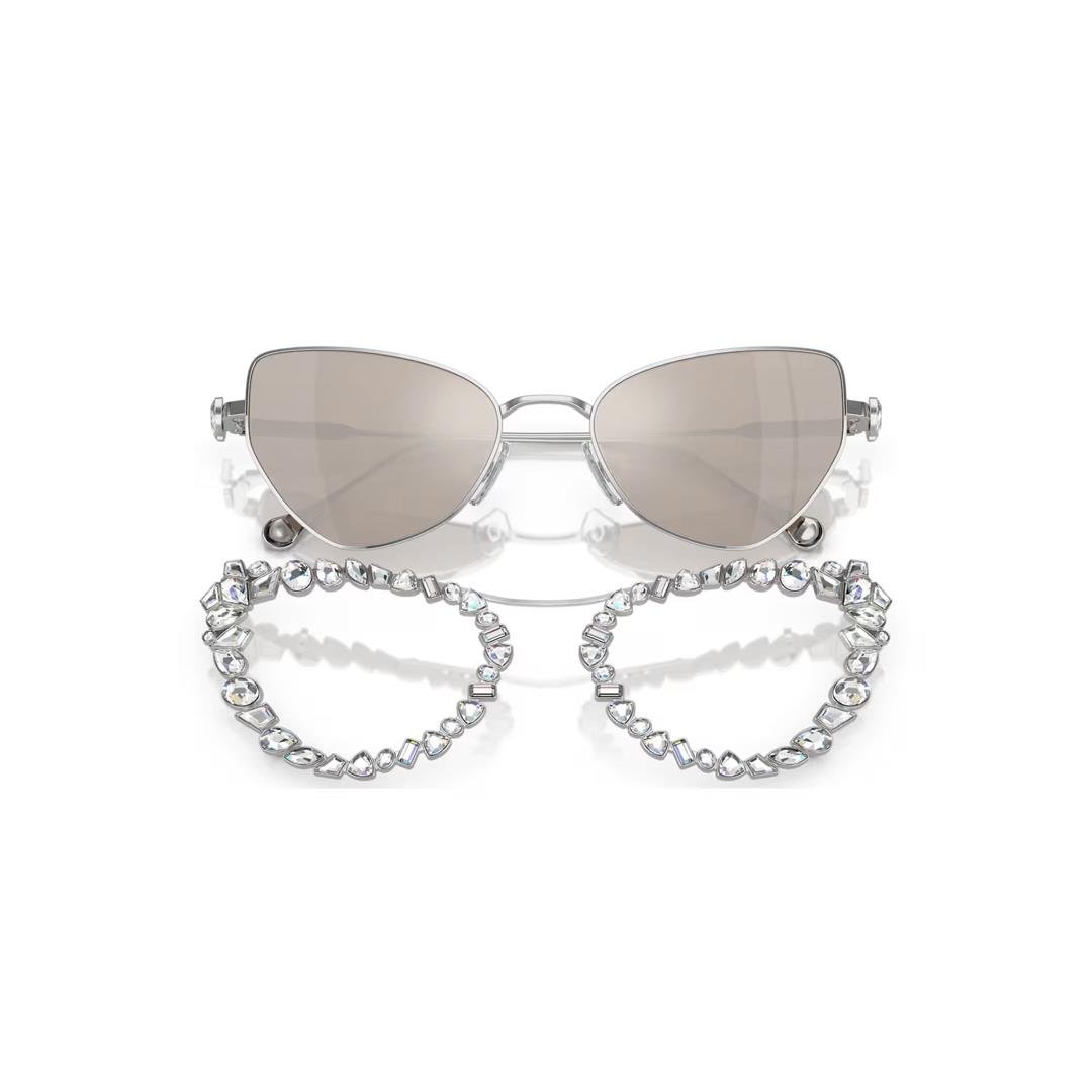 Swarovski2'si 1 arada klipsli güneş gözlüğü Çarpıcı, Kedi gözü modeli, SK7011, Beyaz