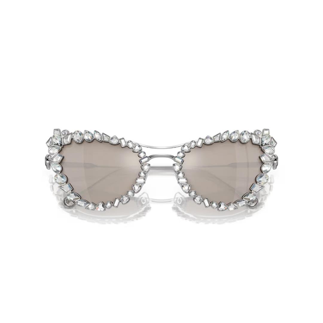 Swarovski2'si 1 arada klipsli güneş gözlüğü Çarpıcı, Kedi gözü modeli, SK7011, Beyaz