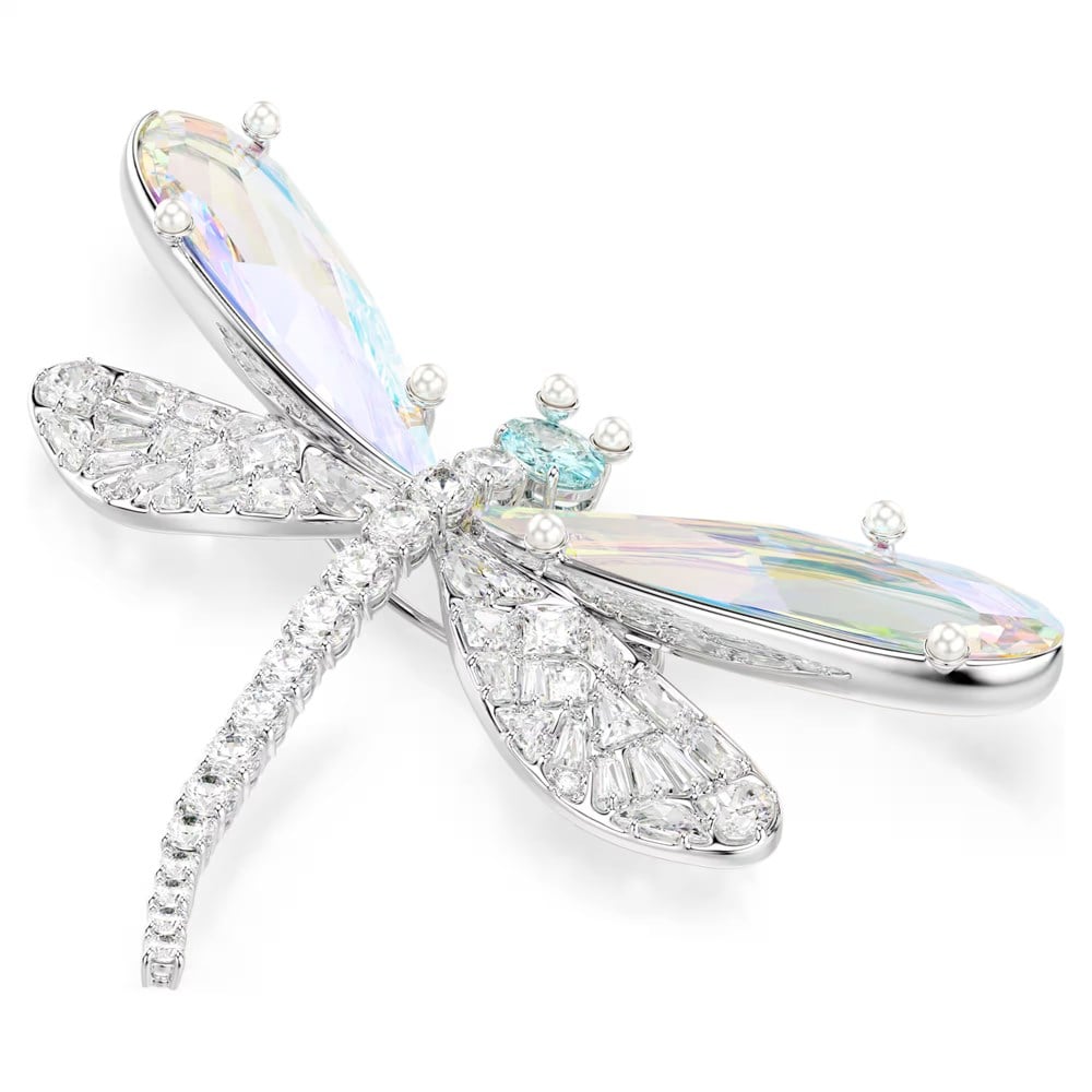 SwarovskiAriana Grande x Swarovski Kolye ve broş Kristal inci, Karışık kesimler, Yusufçuk, Beyaz, Rodyum kaplama