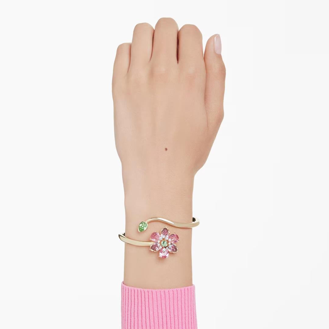 SwarovskiBileklik Karışık kesimler, Çiçek, Çok renkli, Altın rengi kaplama