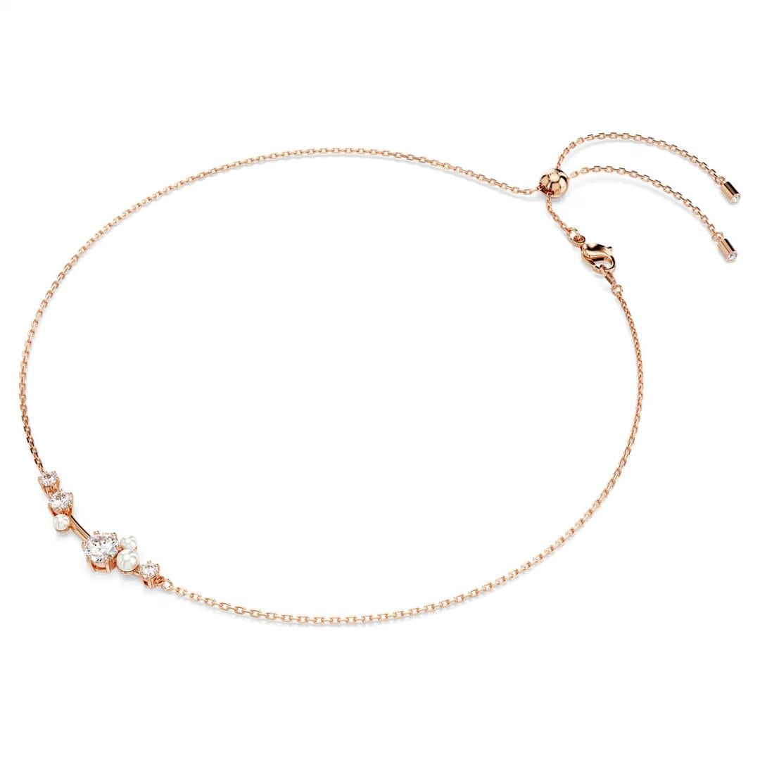 SwarovskiConstella Kolye Kristal inci, Yuvarlak kesimler, Beyaz, Pembe altın rengi kaplama