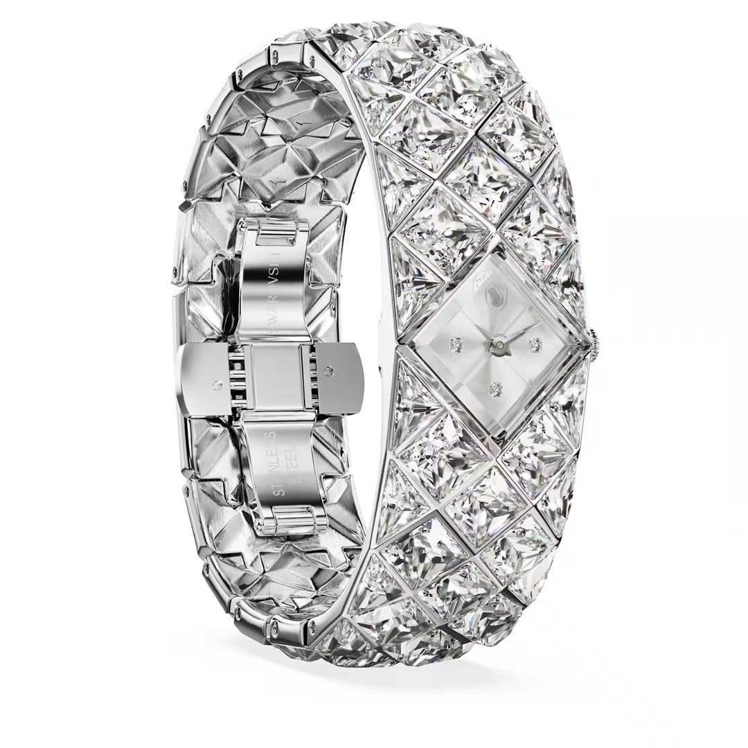 SwarovskiCuriosa Bangle Saat Kristal bileklik, Gümüş Rengi, Paslanmaz çelik