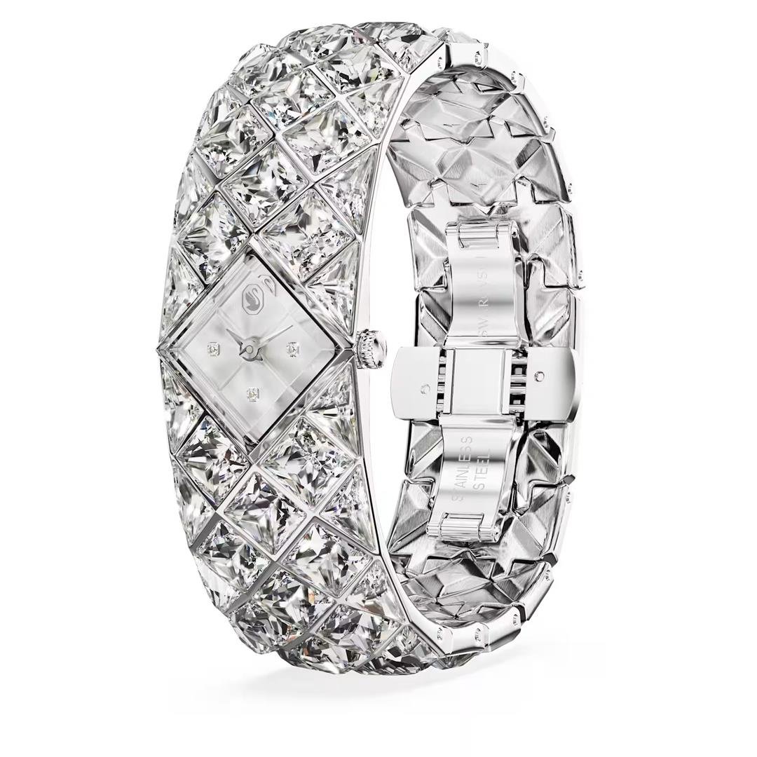 SwarovskiCuriosa Bangle Saat Kristal bileklik, Gümüş Rengi, Paslanmaz çelik
