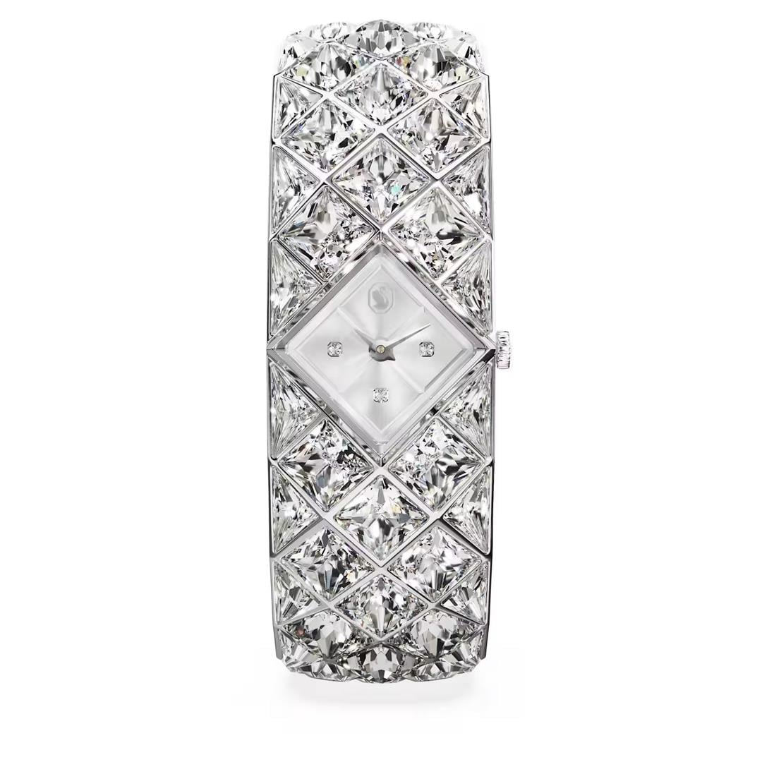 SwarovskiCuriosa Bangle Saat Kristal bileklik, Gümüş Rengi, Paslanmaz çelik