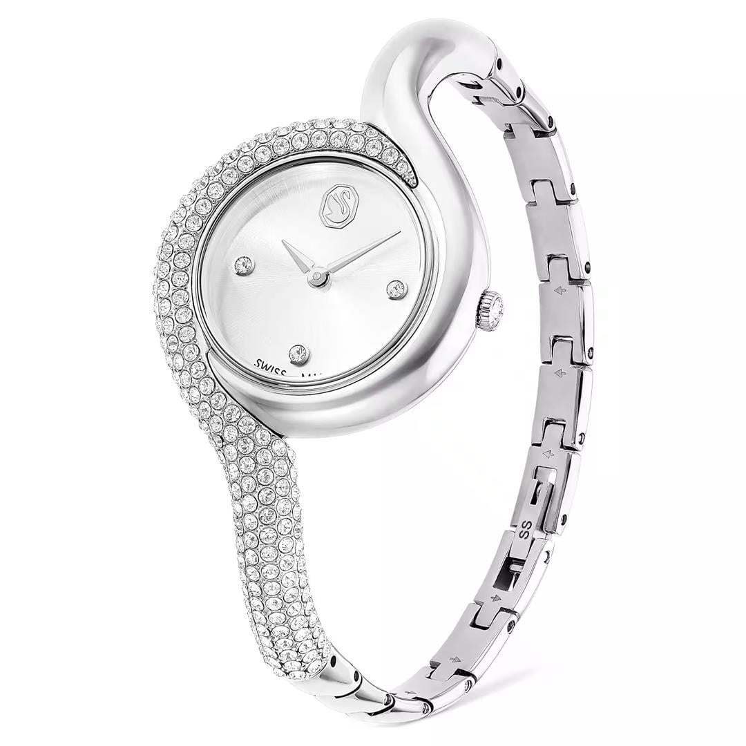 SwarovskiDextera Asymmetric Saat İsviçre Üretimi, Metal bileklik, Gümüş Rengi, Paslanmaz çelik