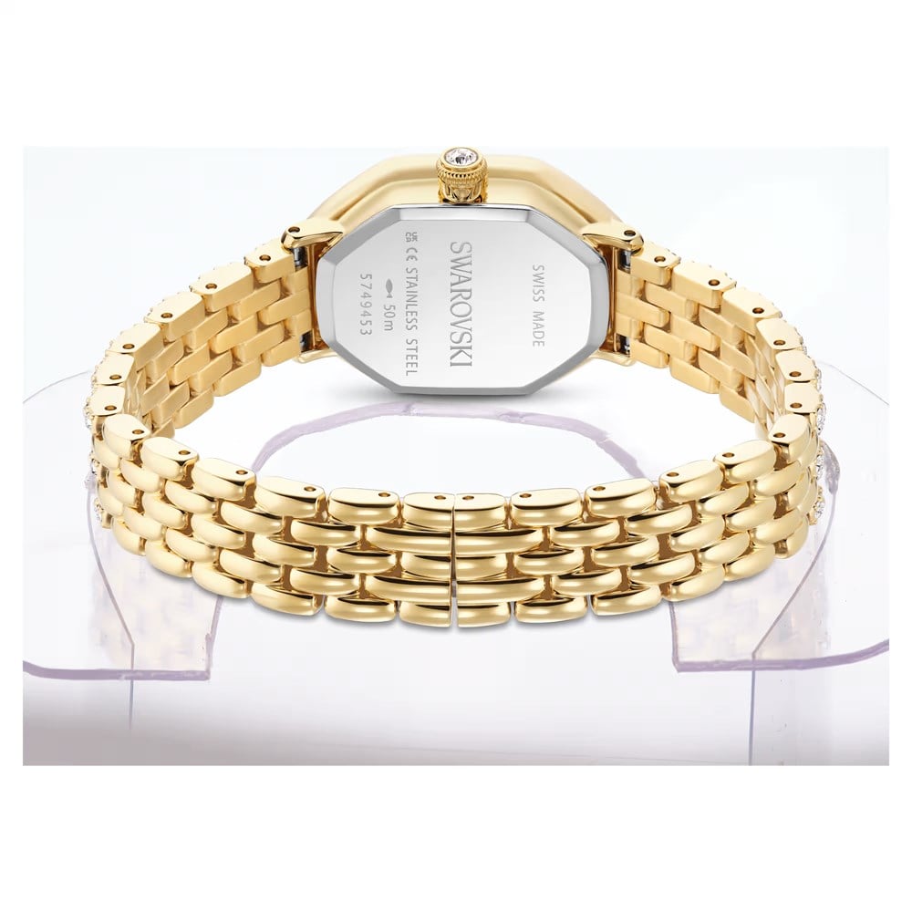 SwarovskiDextera octagon Saat İsviçre Üretimi, Metal bileklik, Altın Rengi, Altın rengi yüzey