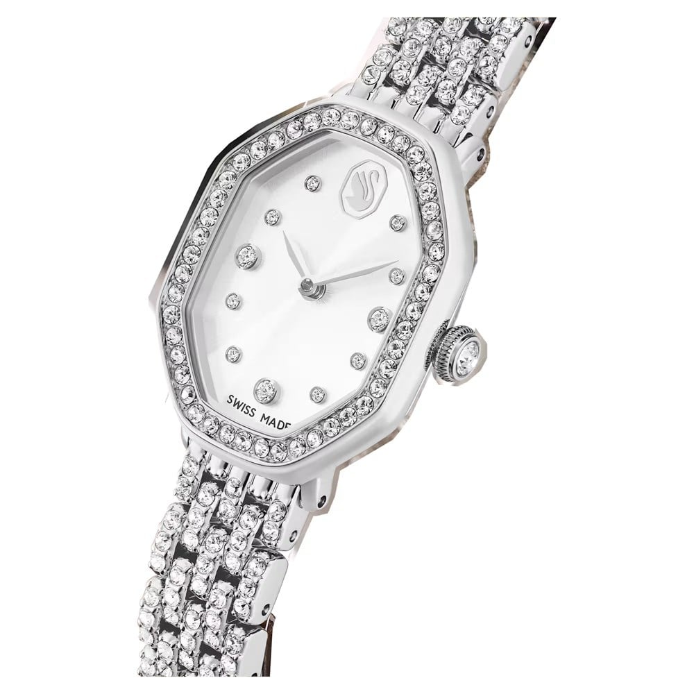 SwarovskiDextera octagon Saat İsviçre Üretimi, Metal bileklik, Gümüş Rengi, Paslanmaz çelik
