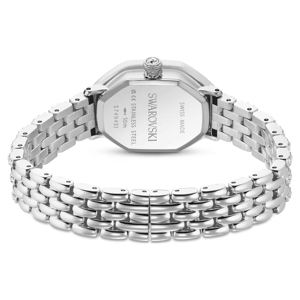 SwarovskiDextera octagon Saat İsviçre Üretimi, Metal bileklik, Gümüş Rengi, Paslanmaz çelik