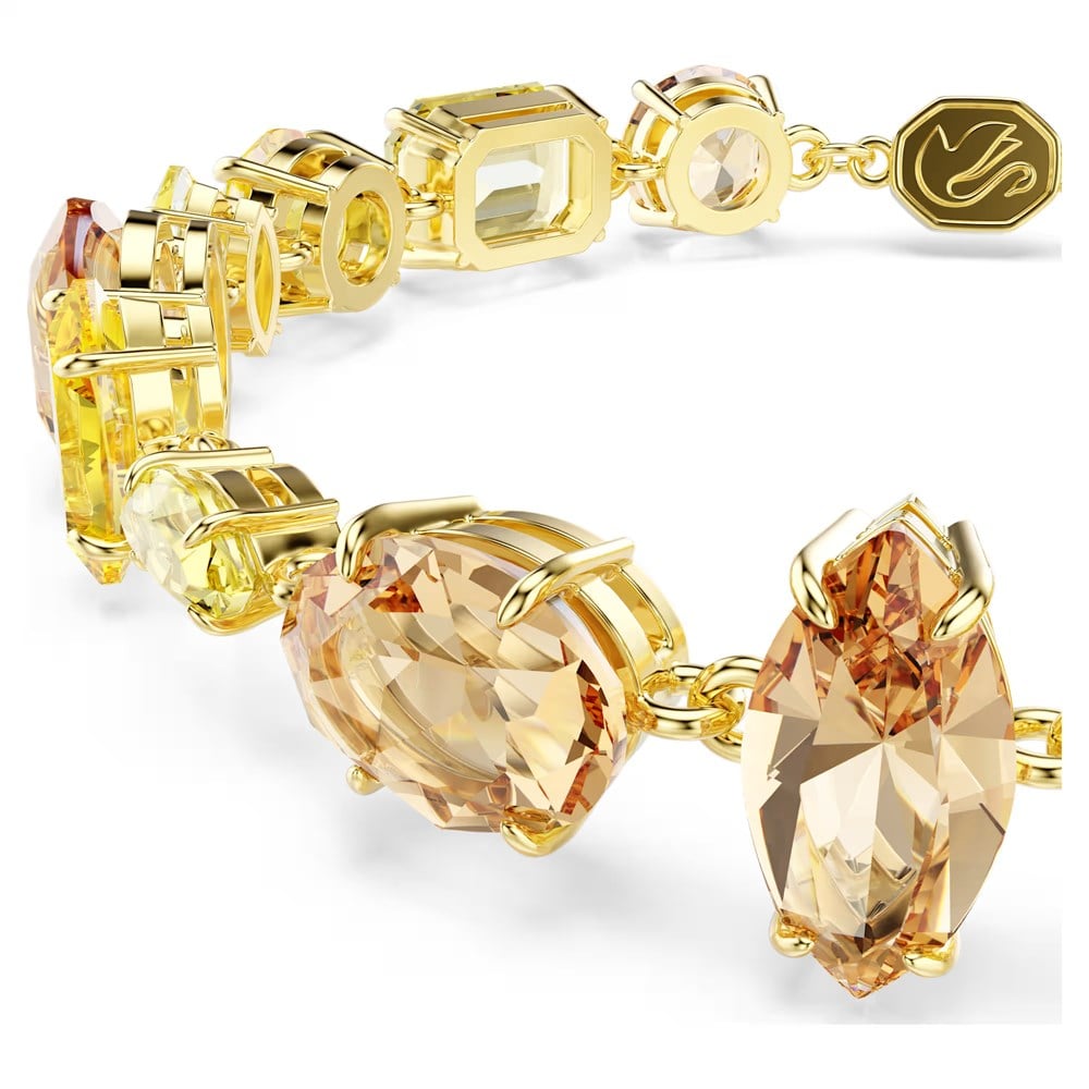 SwarovskiGema Bileklik Karışık kesimler, Sarı, 18k altın rengi yüzey