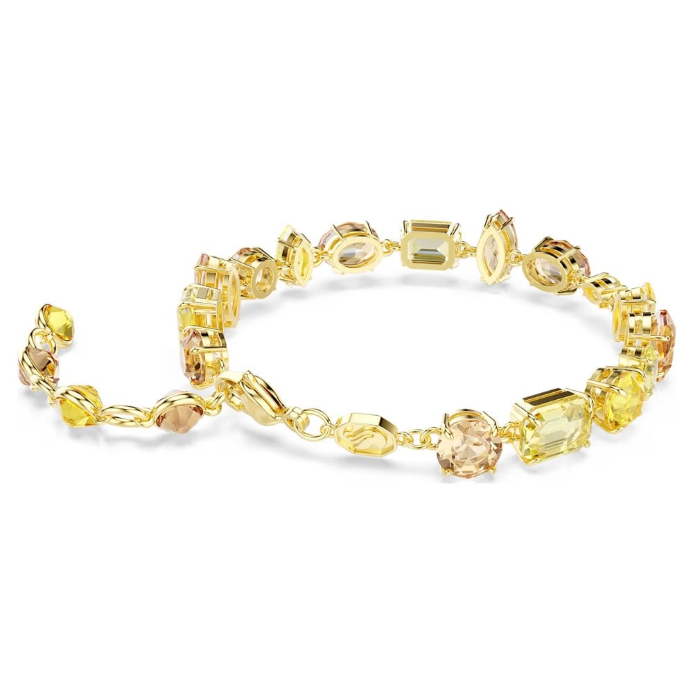 SwarovskiGema Bileklik Karışık kesimler, Sarı, 18k altın rengi yüzey