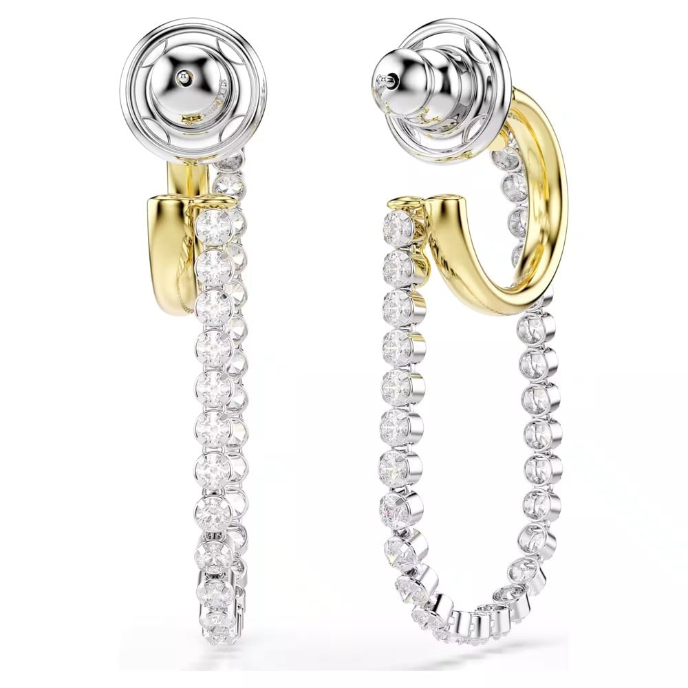 SwarovskiHyperbola Küpeler Yuvarlak kesim, Beyaz, Karışık metal yüzey