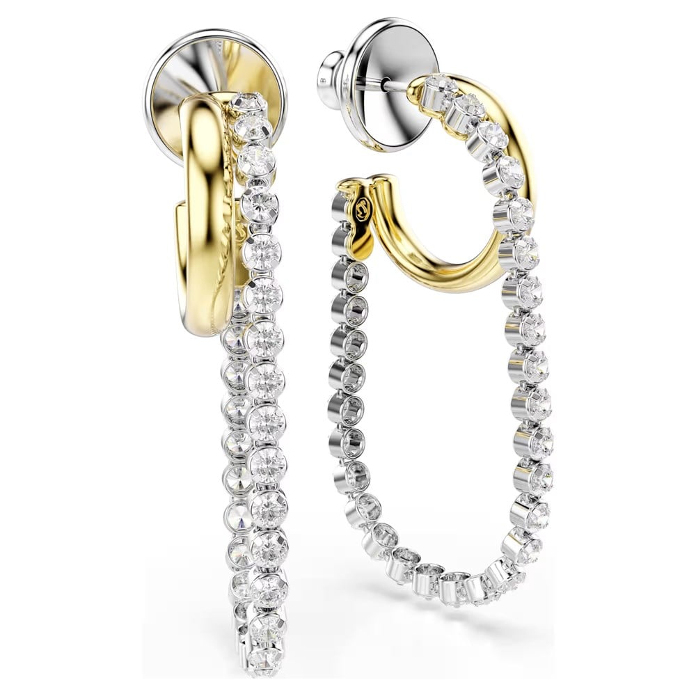 SwarovskiHyperbola Küpeler Yuvarlak kesim, Beyaz, Karışık metal yüzey