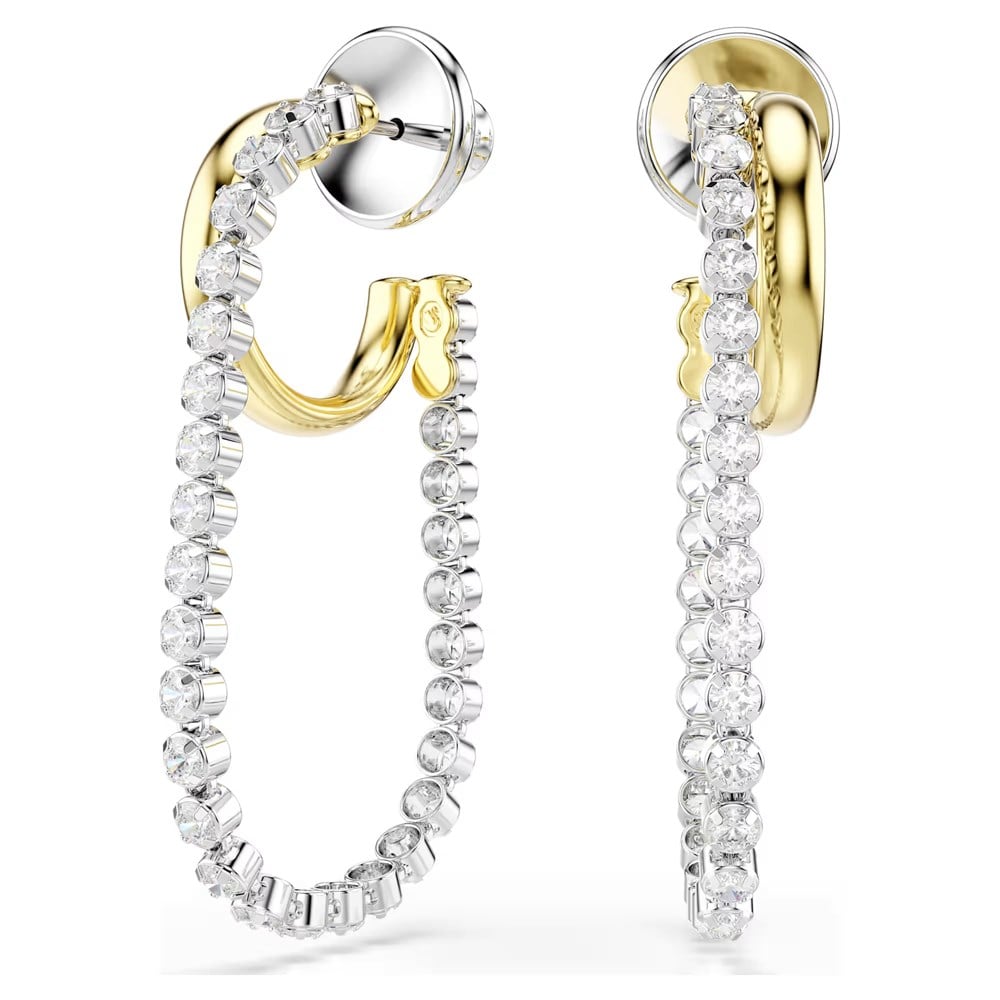 SwarovskiHyperbola Küpeler Yuvarlak kesim, Beyaz, Karışık metal yüzey
