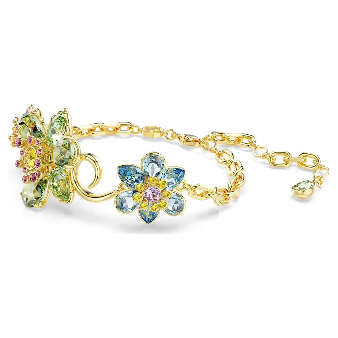 SwarovskiIdyllia Bileklik Karışık kesimler, Çiçek, Çok renkli, Altın rengi kaplama
